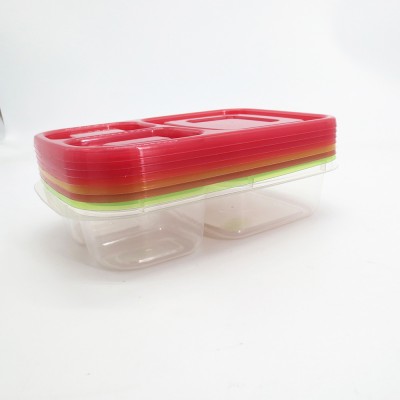 square waterproof blue custom 3 compartment container for salad and fruits/ food packaging bento box